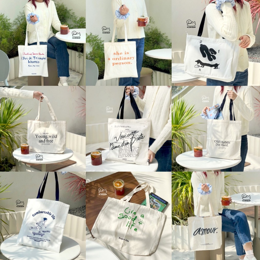 Túi tote vải canvas túi đeo vai đi học đi chơi thời trang hàn quốc