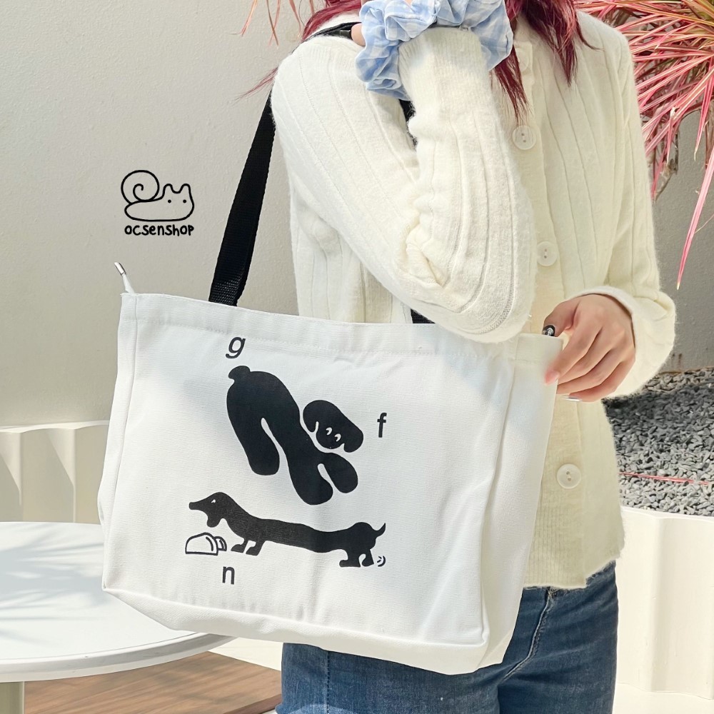 Túi tote vải canvas túi đeo vai đi học đi chơi thời trang hàn quốc
