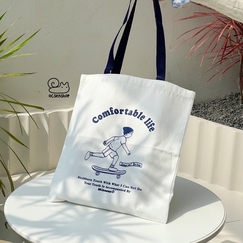 Túi tote vải canvas túi đeo vai đi học đi chơi thời trang hàn quốc