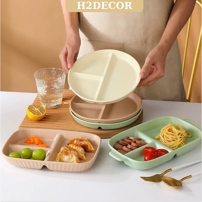 Đĩa sứ tròn, Đĩa sứ chữ nhật chia ngăn đựng thức ăn, đĩ…