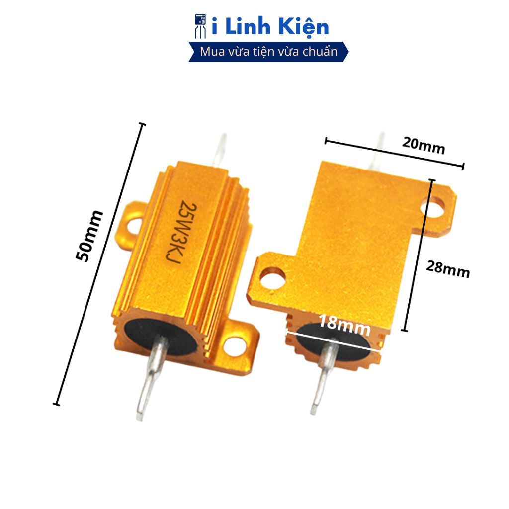 Điện trở nhôm 25W giá trị từ 100R - 47K 5% RX24-25W đảm bảo chất lượng ilinhkien