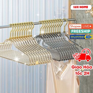 Combo 10 móc treo quần áo trong suốt, mắc quần áo kim tuyến chống trượt xoay 360 độ đa năng LUXHOME