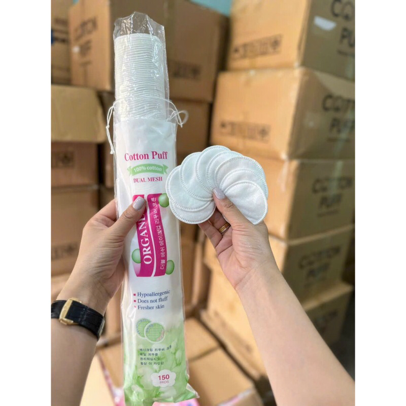 Bông tẩy trang Organly 150 miếng