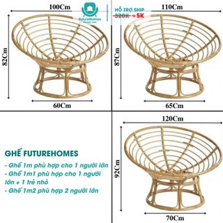Ghế lười thư giãn Papasan 1m2 Giả mây FutureHomes  phòng ngủ cho bé, decor ban công nằm thư giãn, trang trí phòng kháchh