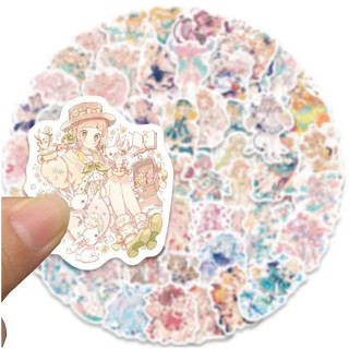 Sticker - Hình dán cô bé dễ thương 50 mẫu ngẫu nhiên 🌷 quà tặng, trang trí, bề mặt sticker có cán màng mờ kháng nước