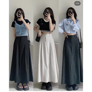 Chân váy xếp li dáng dài phong cách hàn quốc Ligun