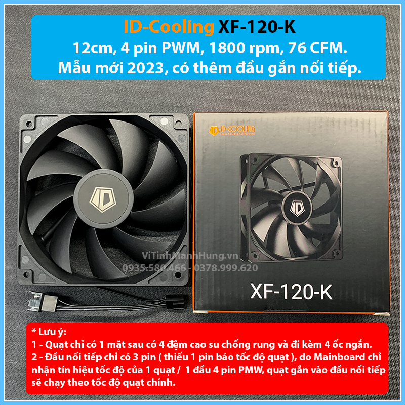 Quạt ID-Cooling XF-12025-SD | XF-12025-SW, 12cm, 4 pin PWM, 1800 rpm ...