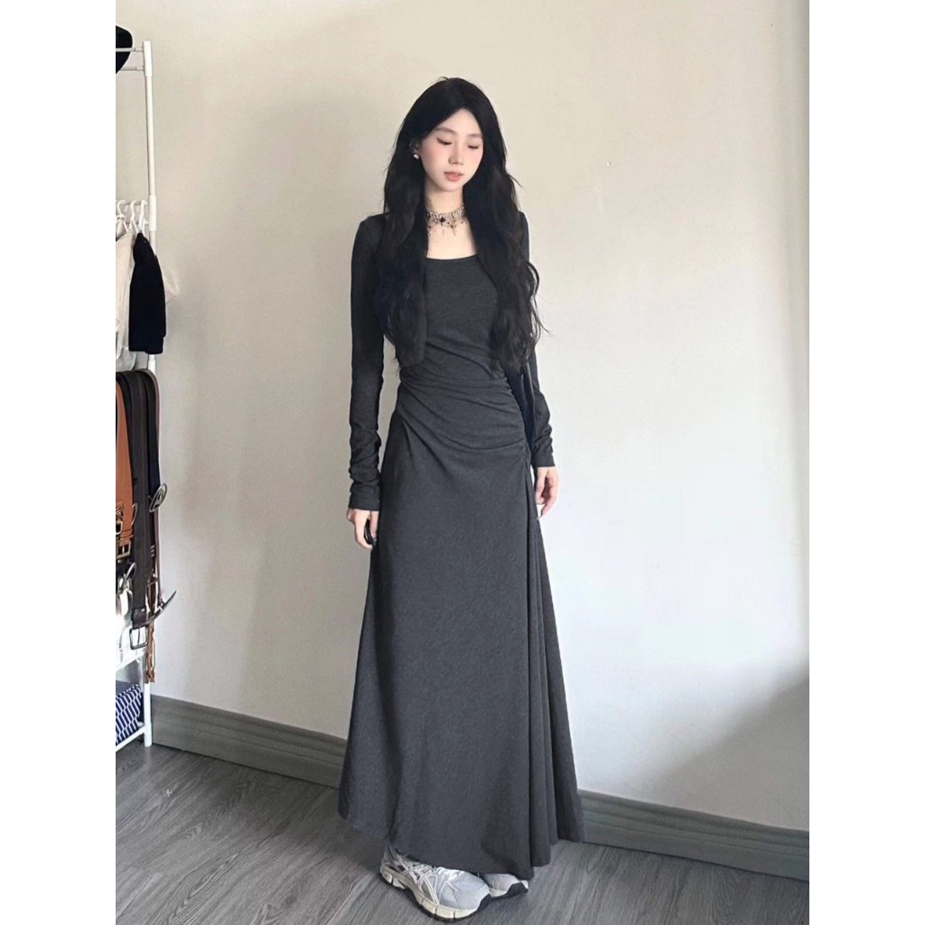 Đầm váy ôm xòe chữ A nhún eo xòe nhẹ ôm body thu đông hàng QCCC phong cách Hàn Quốc có size to MT33 SP70