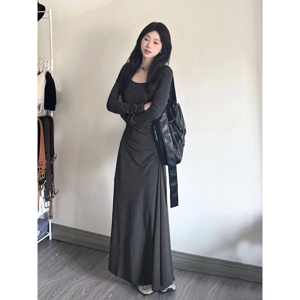 Đầm váy ôm xòe chữ A nhún eo xòe nhẹ ôm body thu đông hàng QCCC phong cách Hàn Quốc có size to MT33 SP70