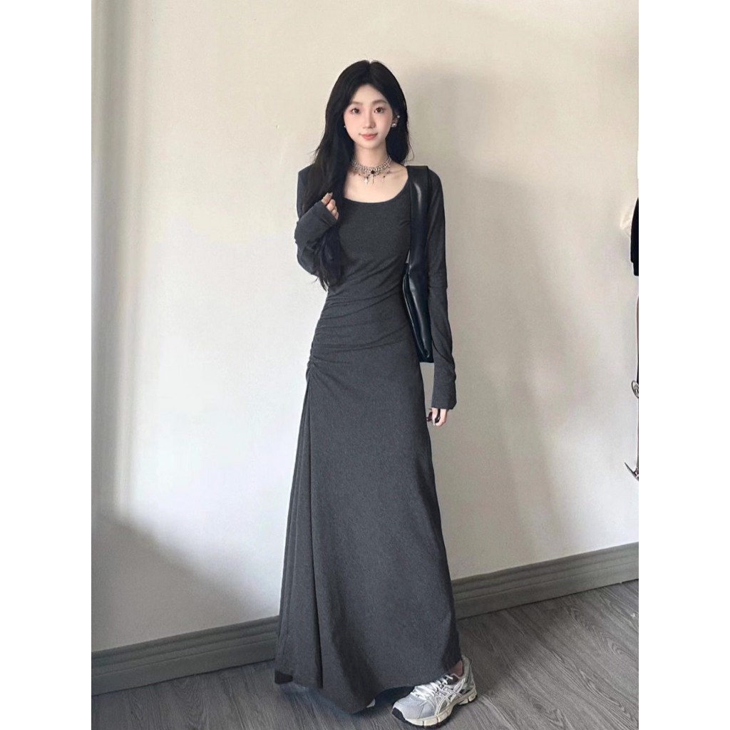 Đầm váy ôm xòe chữ A nhún eo xòe nhẹ ôm body thu đông hàng QCCC phong cách Hàn Quốc có size to MT33 SP70