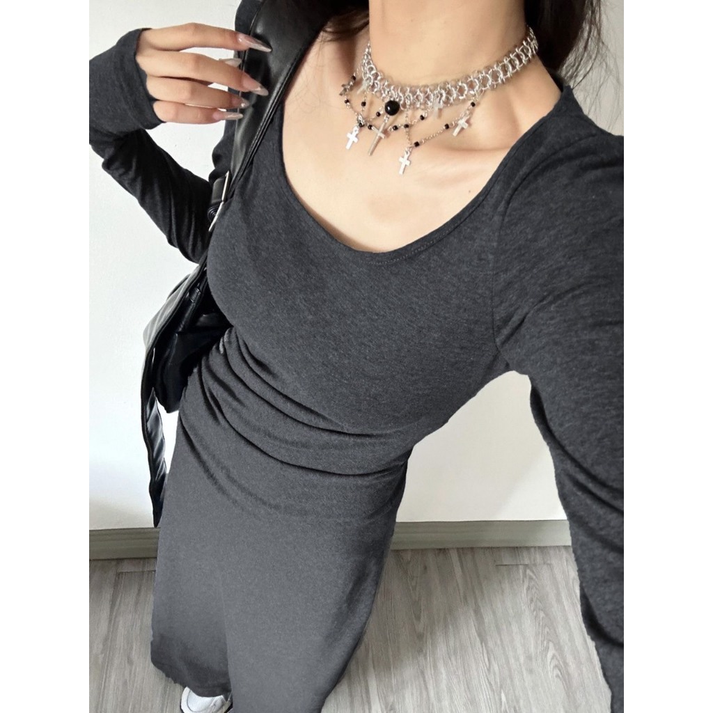 Đầm váy ôm xòe chữ A nhún eo xòe nhẹ ôm body thu đông hàng QCCC phong cách Hàn Quốc có size to MT33 SP70