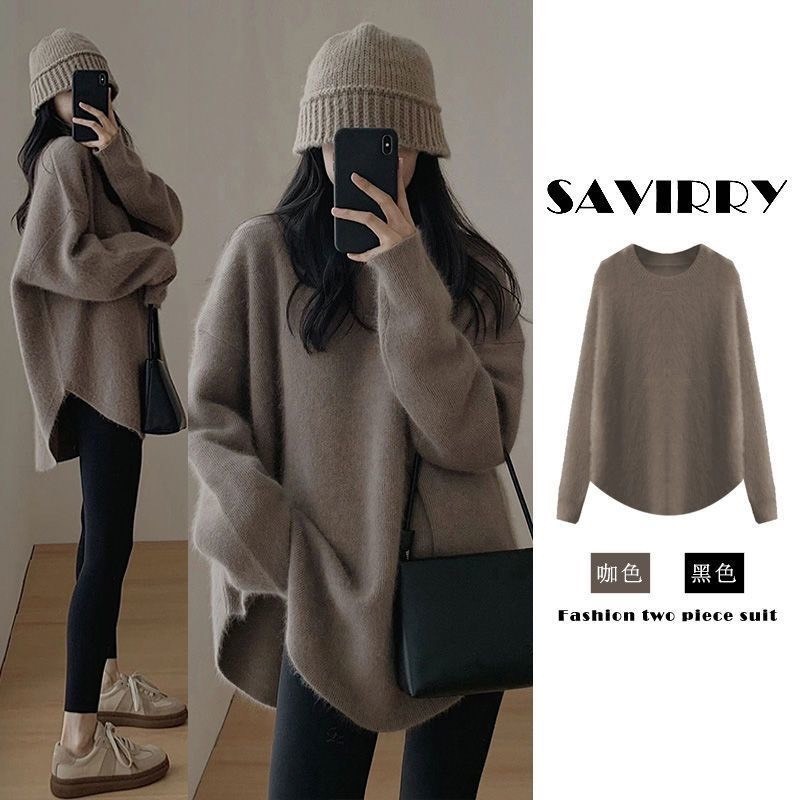 Áo len ulzzang đuôi tôm dáng dài dệt kim Form rộng basic phong cách Hàn Quốc hàng Quảng Châu có size to MT33 SP69