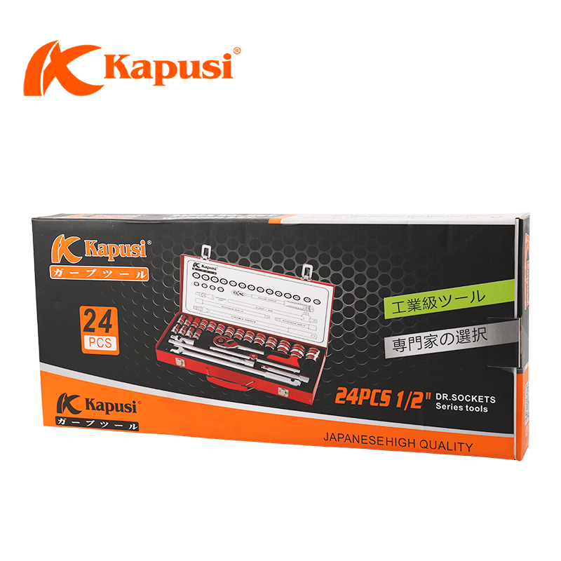 Bộ tuýp khẩu hãng KAPUSI TOOLS 24 chi tiết hệ 1/2 inch chuyên để sửa xe máy, ô tô, máy móc mã k9770
