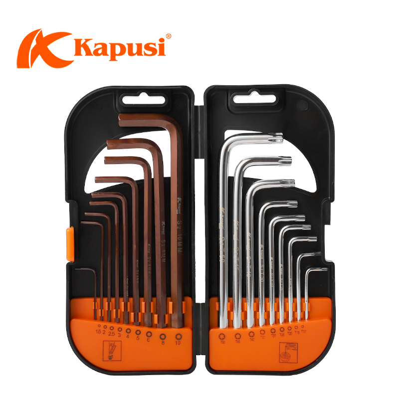 Bộ Lục Giác 18 chi tiết đầu bi và đầu sao KAPUSI TOOLS Nhật Bản k0420