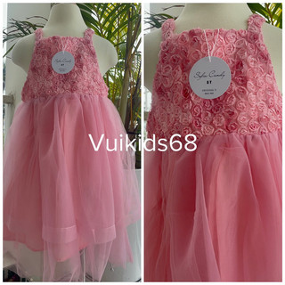 (Ảnh thật) Đầm váy bé gái. Đầm công chúa hoa Hồng tơ lưới cao cấp bé gái 10-40kg Sofia Candy