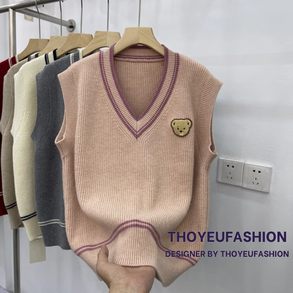 Áo Gile Len Nữ Ulzzang Hàn Quốc, Áo Ghile phối viền siêu xinh Freesize ...