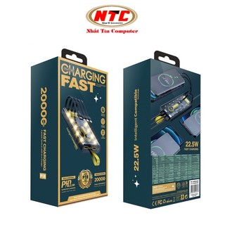 [CHỨNG NHẬN CCC] dự phòng sạc nhanh 20000mAh PHANTOM P18 tích hợp 4 cáp QC 22.5 và PD 20W - 10 đèn led tùy chỉnh