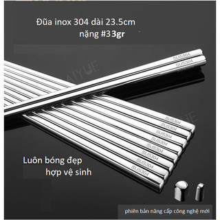 Một đôi đũa inox 304 đũa thép không rỉ thế hệ mới an toàn sinh học chống trượt