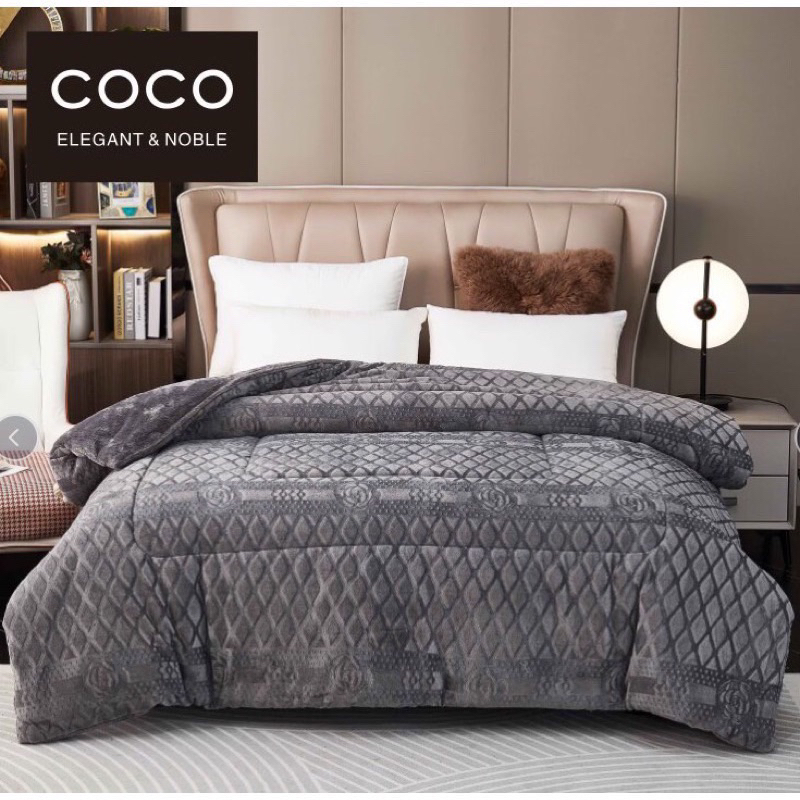 Chăn Nỉ Lông Thỏ Boss Decor co co Siêu Ấm in hoa trà siêu mềm