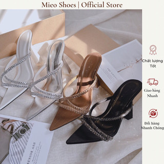 Guốc Nữ Mieo Shoes - Guốc Cao Gót 9cm Quai Đá Chéo Mũi Nhọn D2466 D2467 D2468 D2469