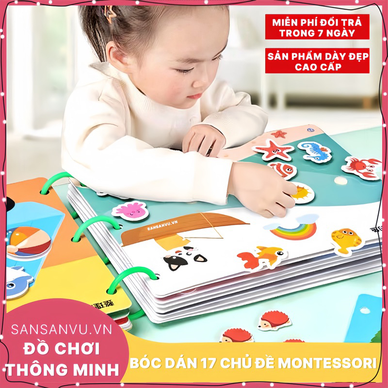 Học Liệu Bóc Dán Montessori Thông Minh 17 Chủ Đề Sansanvu Cho Bé Tái Dùng Nhiều Lần
