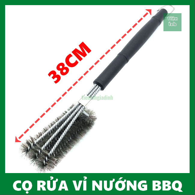 Chổi cọ vệ sinh vỉ nướng bếp nướng BBQ làm từ sợi thép không rỉ tay cầm ...