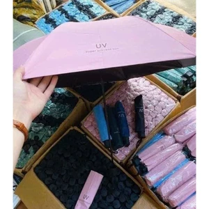Ô che mưa gấp gọn họa tiết trơn chống tia uv bảo vệ da, ô UV
