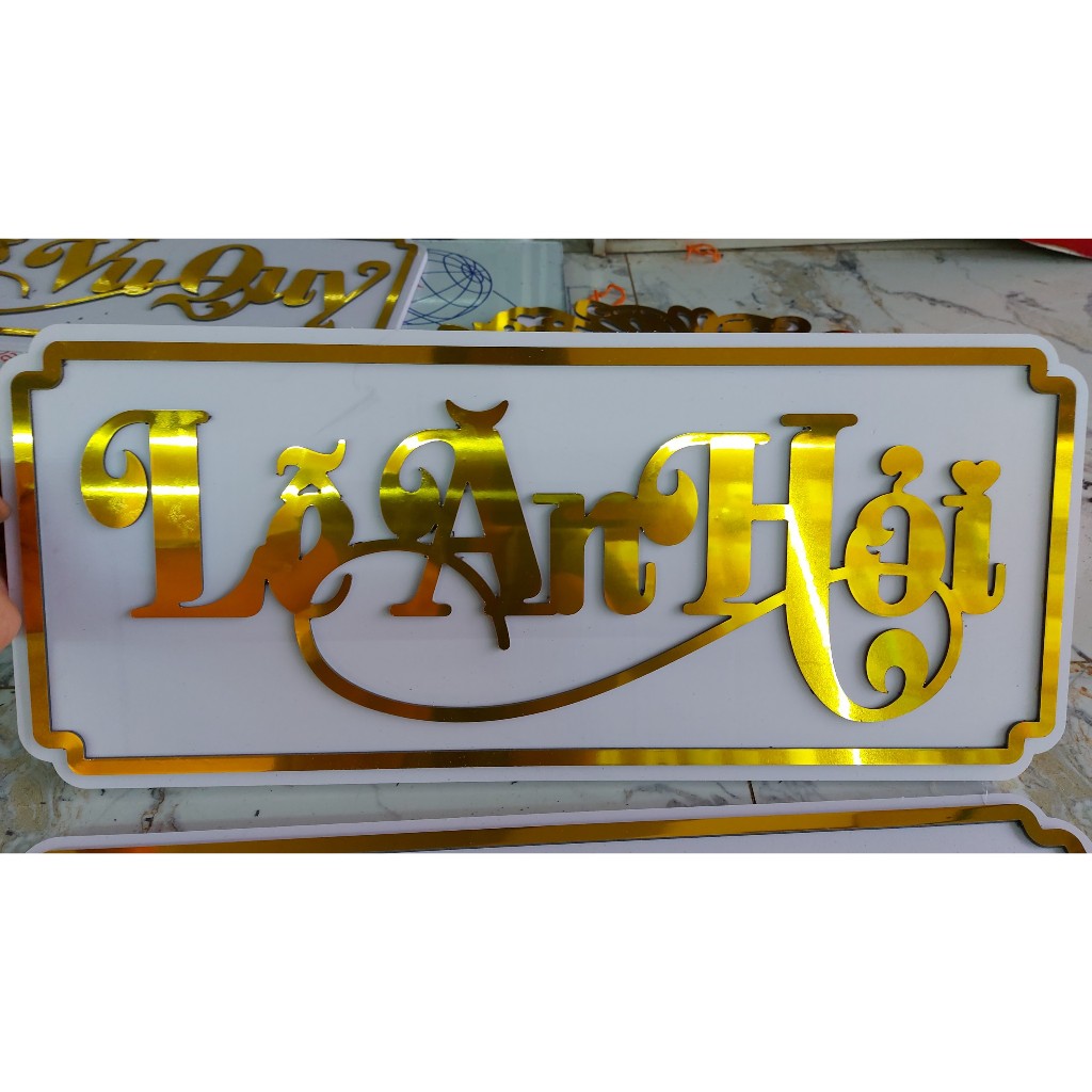 Chữ lễ thành hôn, lễ vu quy, lễ ăn hỏi màu vàng gương kích thước 25cmx60cm