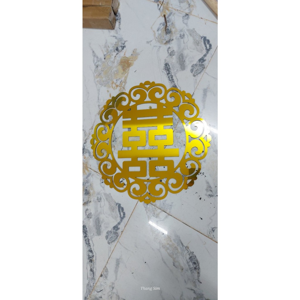 Chữ Hỷ ALU vàng gương - Đám cưới, bàn thờ gia tiên, xe hoa