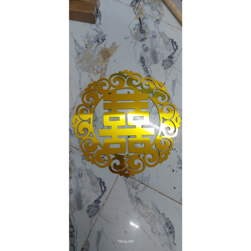 Chữ Hỷ ALU vàng gương - Đám cưới, bàn thờ gia tiên, xe hoa
