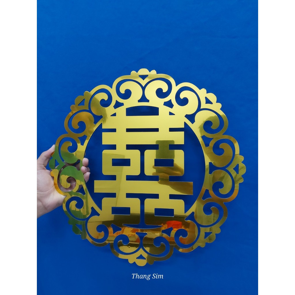 Chữ Hỷ ALU vàng gương - Đám cưới, bàn thờ gia tiên, xe hoa