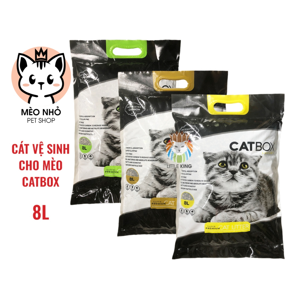 Cát mèo Catbox 8L, cát vệ sinh cho mèo than hoạt tính carbon thấm hút