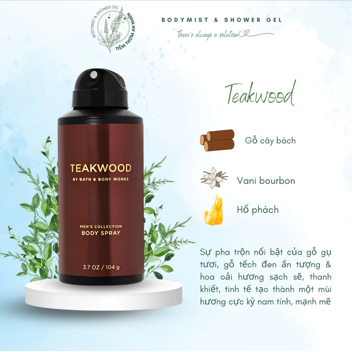 Xịt Thơm Toàn Thân Nam Bath & Body Works Body Spray 104g, Body Mist Khử Mùi Lưu Hương best seller FRESHWATER| NOIR