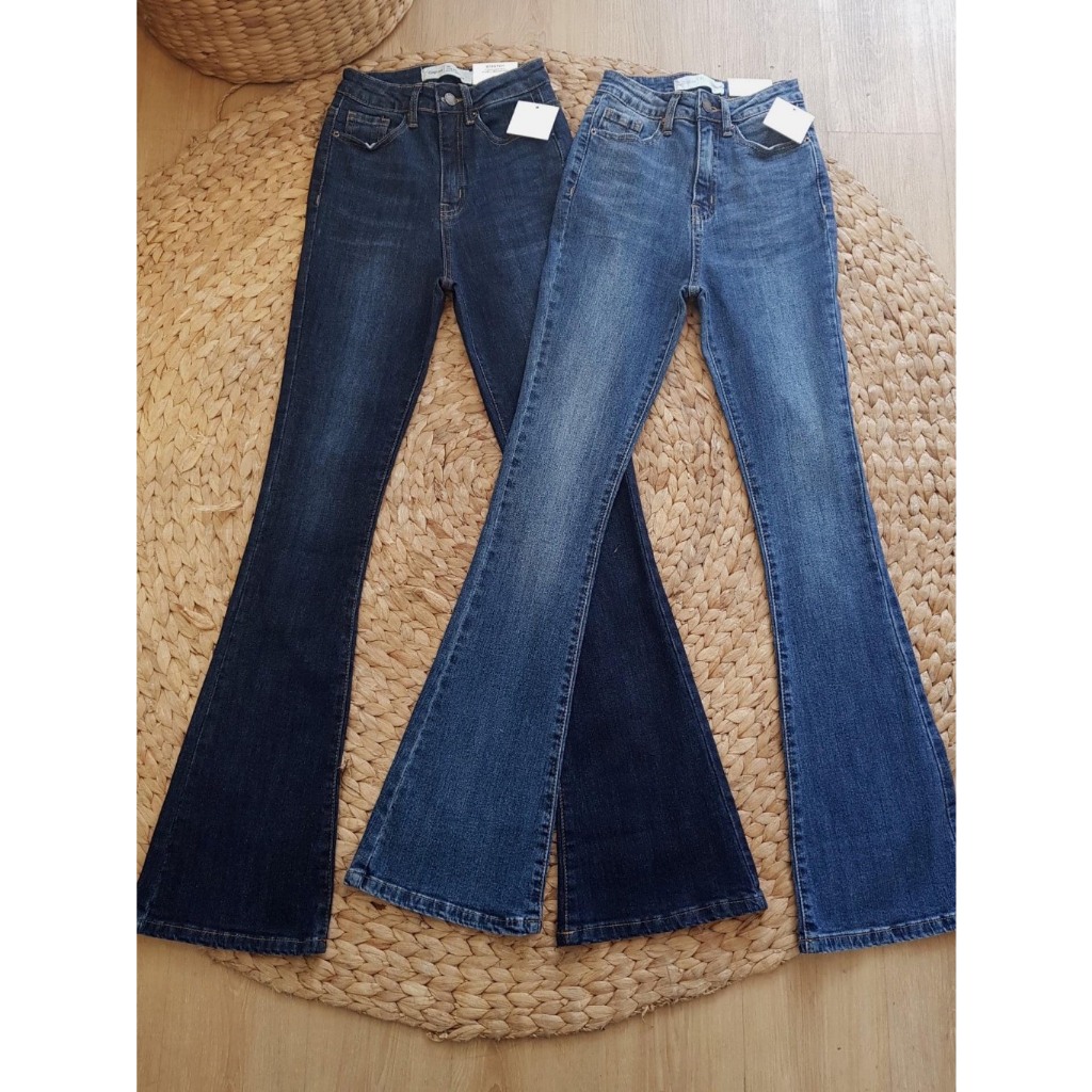 Quần jeans ống loe dáng dài cạp cao siêu tôn dáng mã mới 104