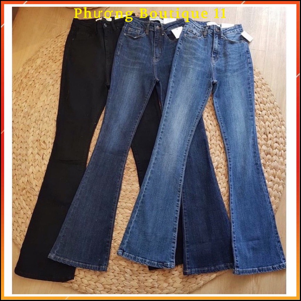 Quần bò jeans ống loe cạp cao chất dày dặn siêu hách dáng cho nữ - mã 104