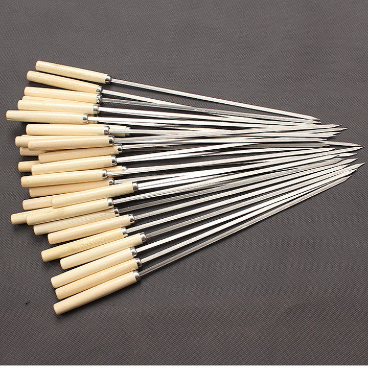 Xiên inox chuôi gỗ, xiên dùng nướng thịt, inox, Nướng tiện dụng, không ...