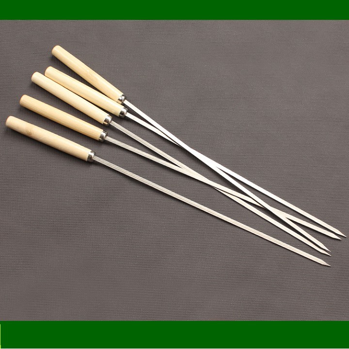 Xiên inox chuôi gỗ, xiên dùng nướng thịt, inox, Nướng tiện dụng, không ...