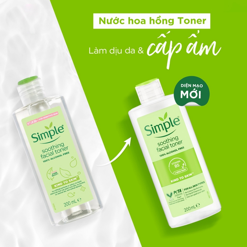 Ảnh Nước Hoa Hồng Không Cồn, Cân Bằng Da Simple Kind To Skin Soothing Facial Toner 200ml 3