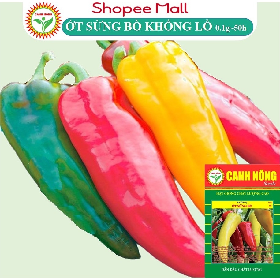 Hạt Giống Ớt Sừng Bò Siêu To Khổng Lồ Nảy Mầm Tốt, Trồng Quanh Năm - Hạt giống CANH NÔNG
