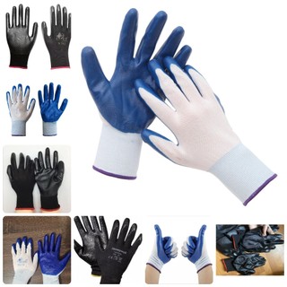 [Giá Sỉ+Hỏa Tốc] Set 12 Đôi Găng tay lao động phủ sơn xanh, đen, có hạt chống thấm nước, dầu - Bao tay bảo hộ giá buôn