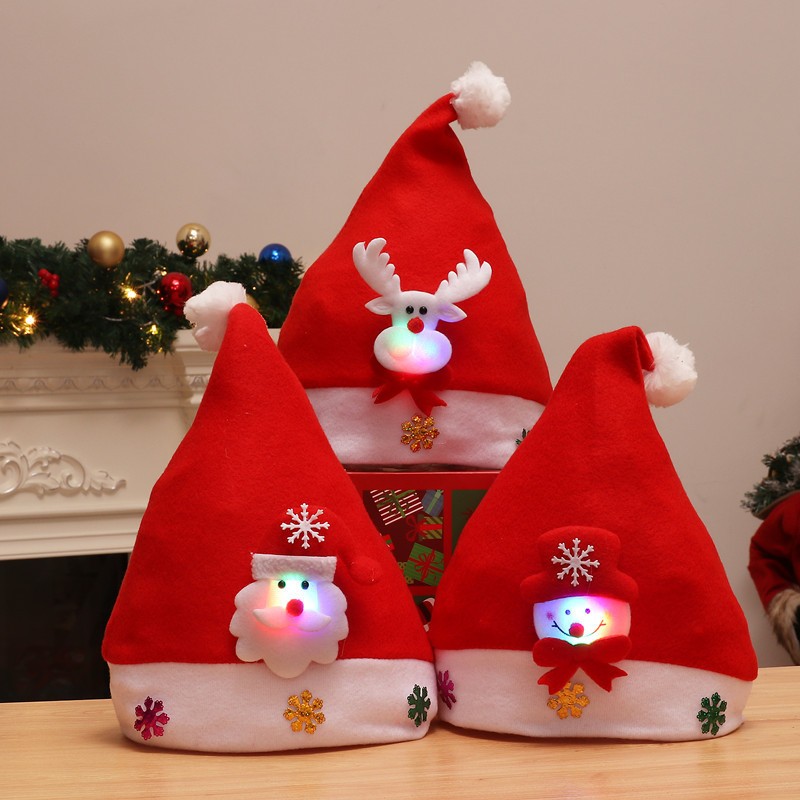 Bờm , Mũ Noel phát sáng chất liệu nỉ mềm, phụ kiện cài tóc cho bé đón Giáng Sinh