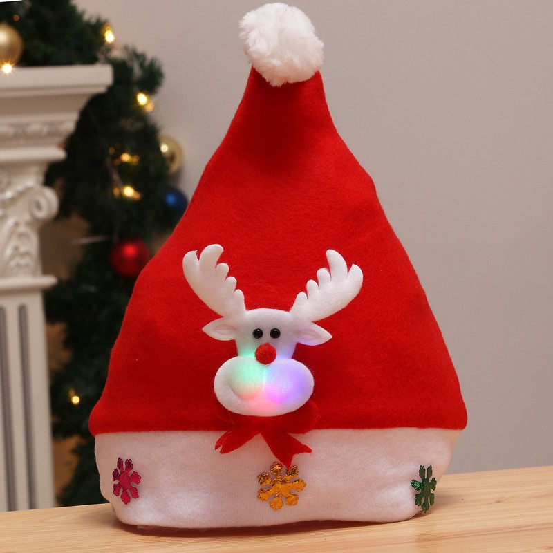 Bờm , Mũ Noel phát sáng chất liệu nỉ mềm, phụ kiện cài tóc cho bé đón Giáng Sinh