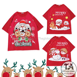 Áo Thun 3D Noel Tay Lỡ Merry Christmas Unisex From Rộng - Áo phông Giáng Sinh Nam Nữ Hàn Quốc dễ thương Freesize 38-65kg