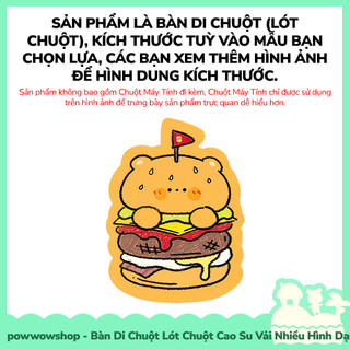 [Sẵn VN - Hỏa Tốc] Bàn Di Chuột / Lót Chuột Cao Su Vải Phong Cách Hoạ Tiết Nhân Vật Hoạt Hình Sanrio & Fastfood