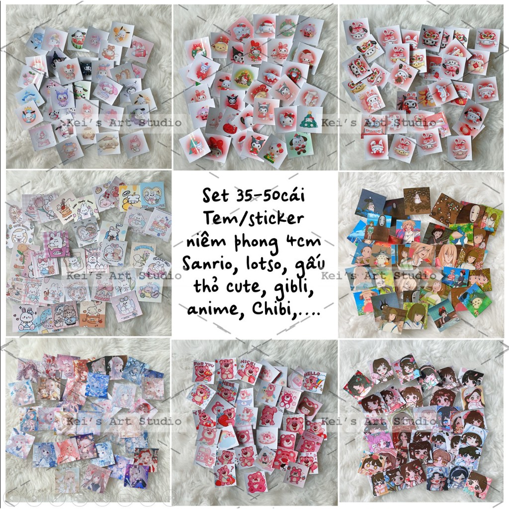 Set 35 - 50 cái tem niêm phong vuông 4cm freebies, gói đơn hàng