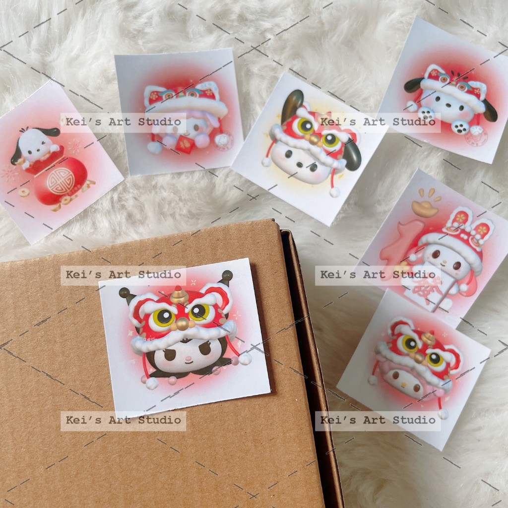 Set 35 - 50 cái tem niêm phong vuông 4cm freebies, gói đơn hàng
