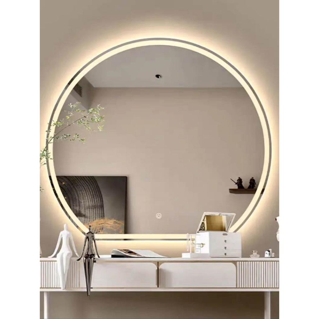Gương tròn khuyết, gương đèn led treo tường, gương decor phong cách độc lạ cách điệu không gian - Azdecor shop