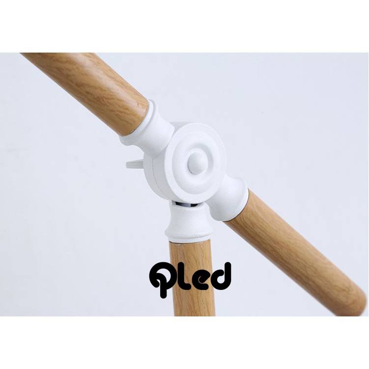 Đèn ngủ để bàn Qled đế gỗ chụp trụ thân gỗ tự nhiên đen/trắng style Hàn Quốc (Tặng kèm bóng)