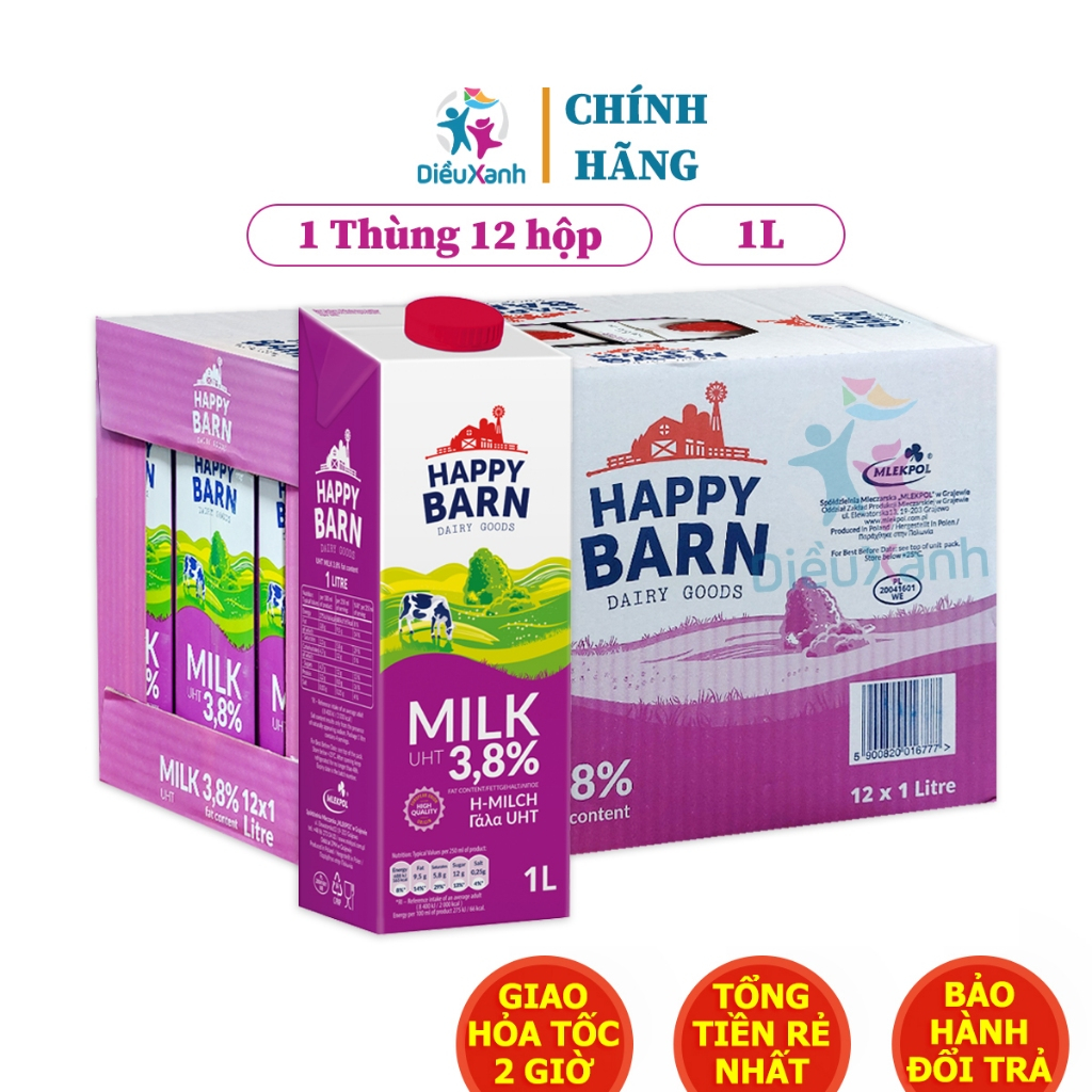 [ Thùng 12 Hộp] Sữa Tươi Nguyên Kem Happy Barn 1L - Sữa Tươi Ba Lan ...
