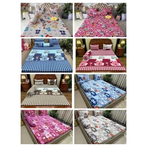 Bộ ga thun lạnh hàn quốc, mẫu Khủng Long đủ màu, gồm 1 ga, 2 nằm, 1 vỏ ôm, không xù không nhăn, co giãn 2 chiều